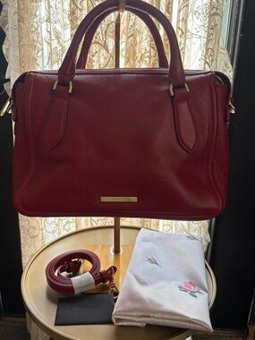 Brahmin Micaela Satchel Radiant Red Leather Top Handle Crossbody Bag